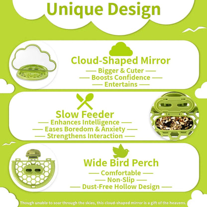 Parrot Bird Mirror Toy Stand Platform Perch Mirror Station Cage Training Play
