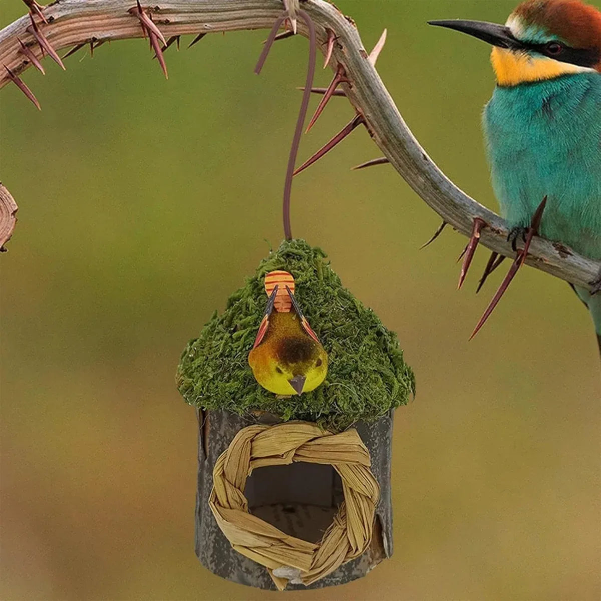 Outdoor Birdhouse Hanging Nest Small Birds Wooden Nesting Box For Courtyard