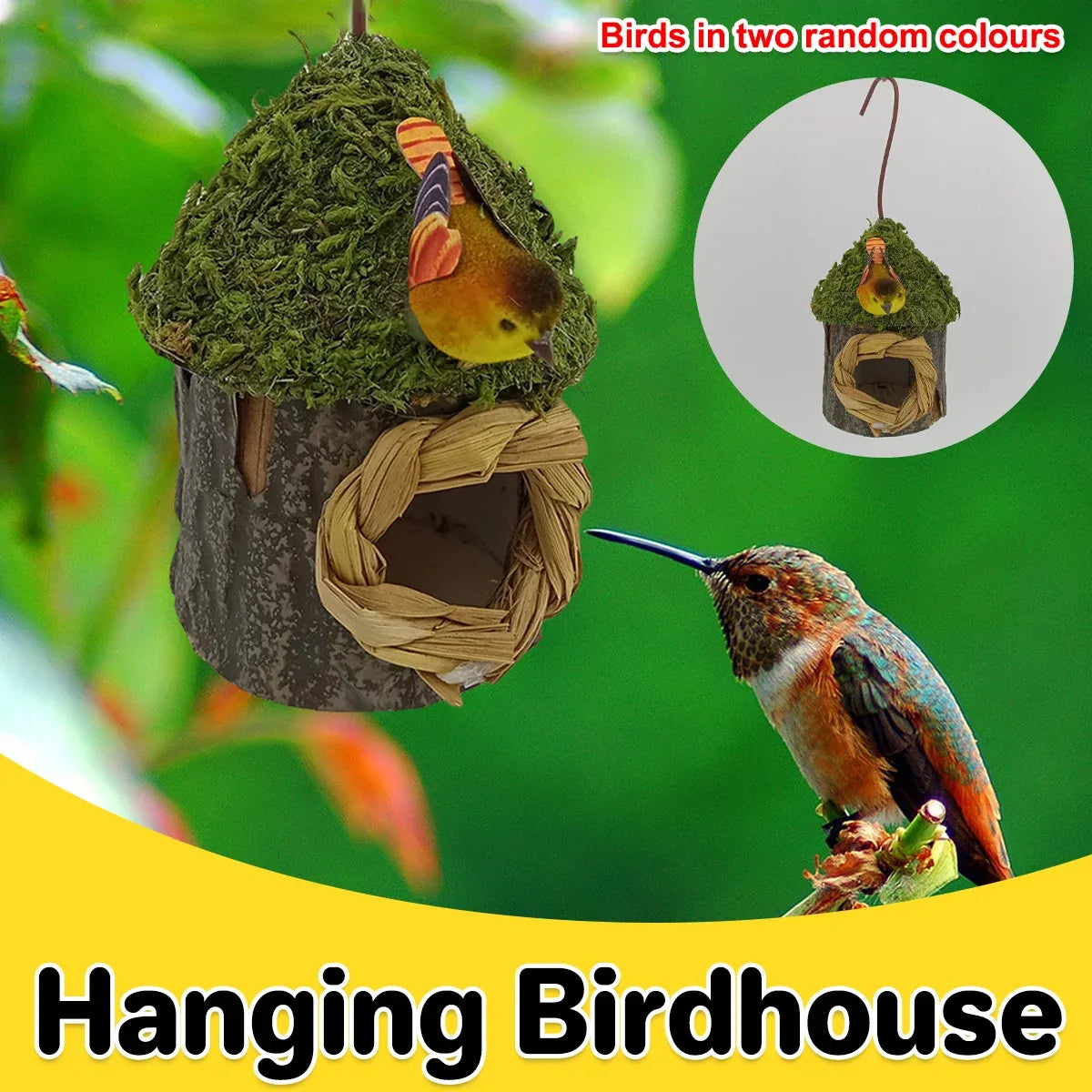 Outdoor Birdhouse Hanging Nest Small Birds Wooden Nesting Box For Courtyard