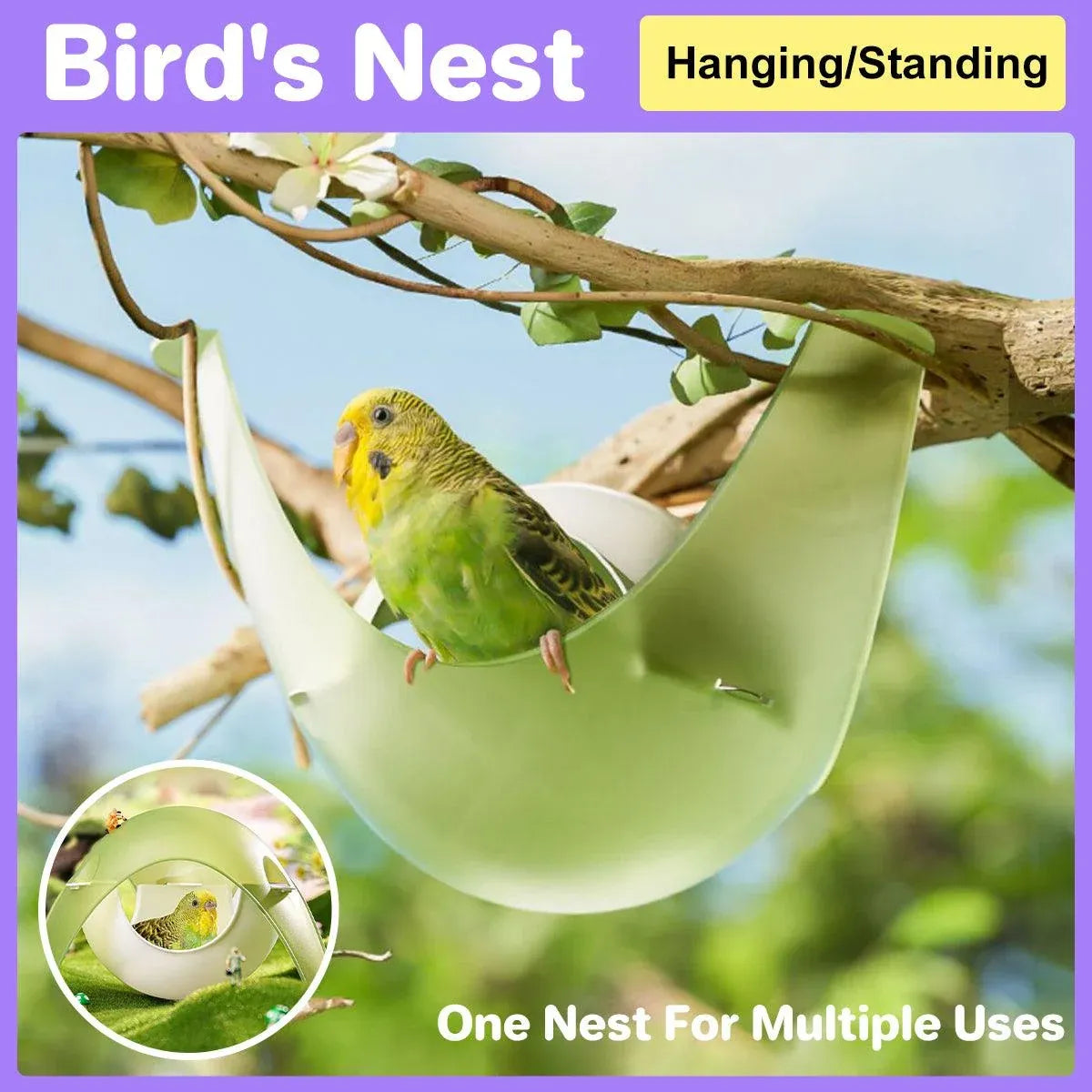 Birdhouse Summer Tiny House Hammock for Birds Outdoor Nesting Shelter for Pets