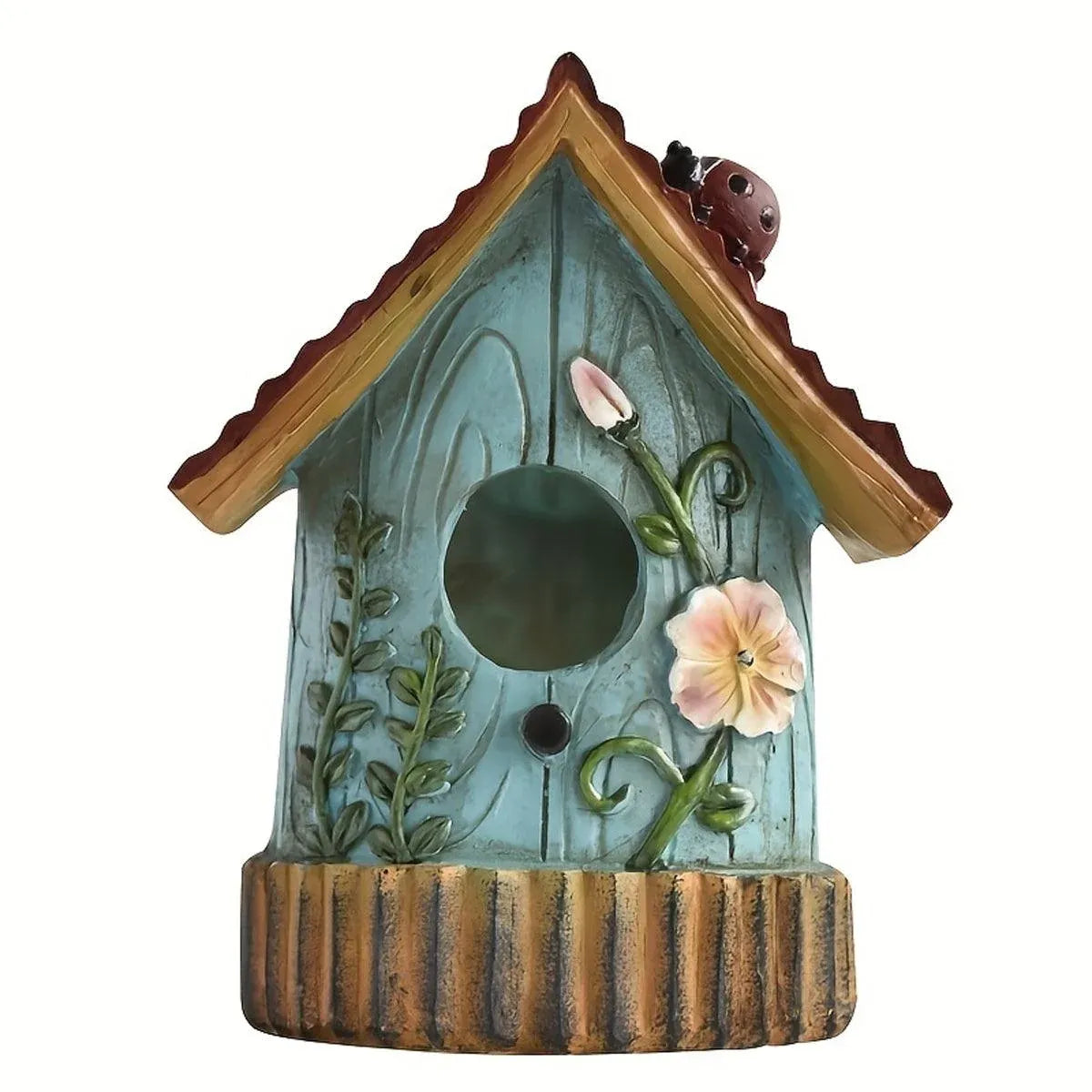 Handmade Birdhouse Resin Cute Patio Garden Hanging Nest Decoration for Outdoors - Green