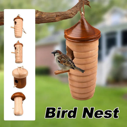 Wooden Bird Nest Cage Hummingbird Feeder House Hanging Home Garden Decorations - 1