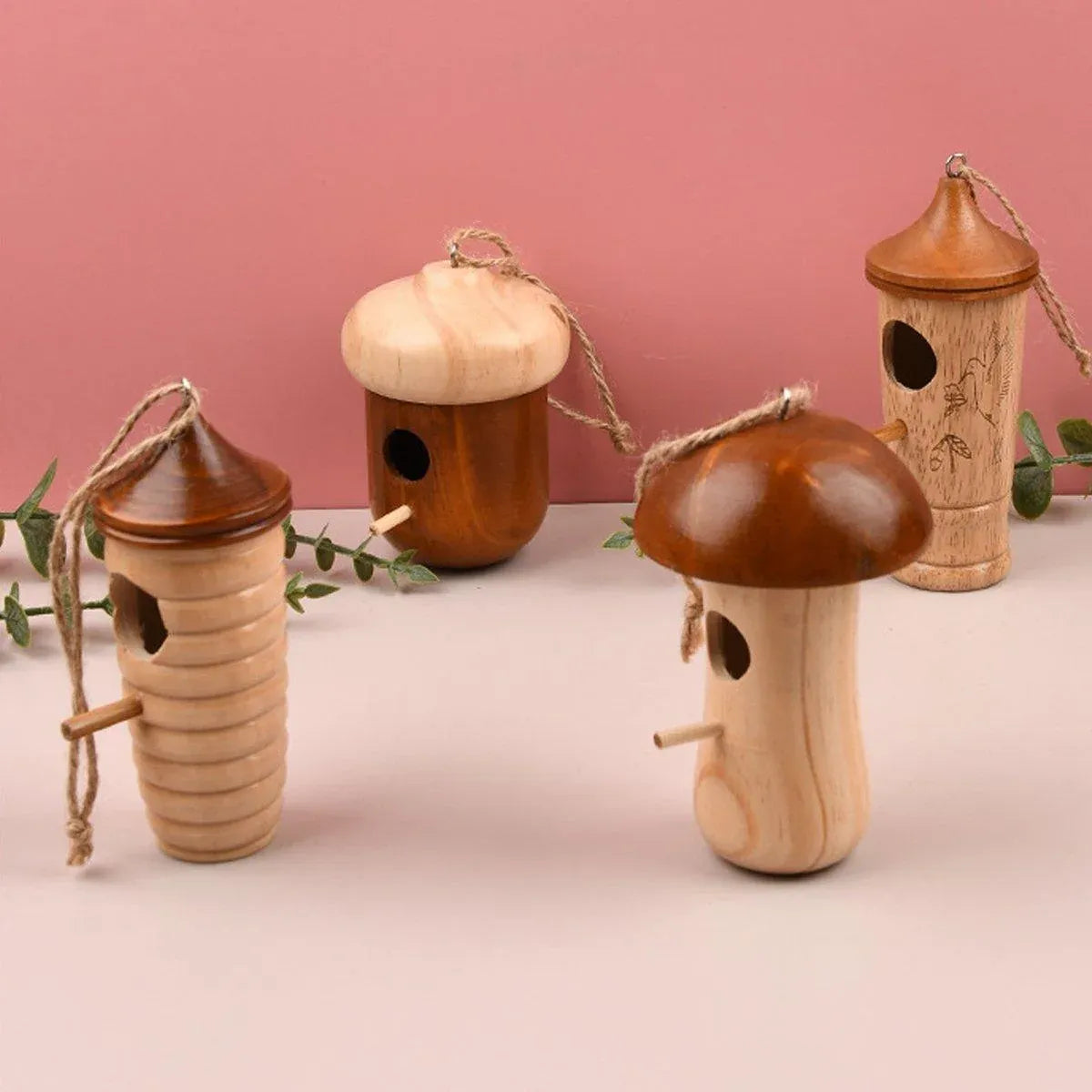 Wooden Bird Nest Cage Hummingbird Feeder House Hanging Home Garden Decorations - 1