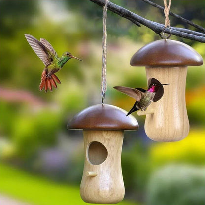 Wooden Bird Nest Cage Hummingbird Feeder House Hanging Home Garden Decorations - 1