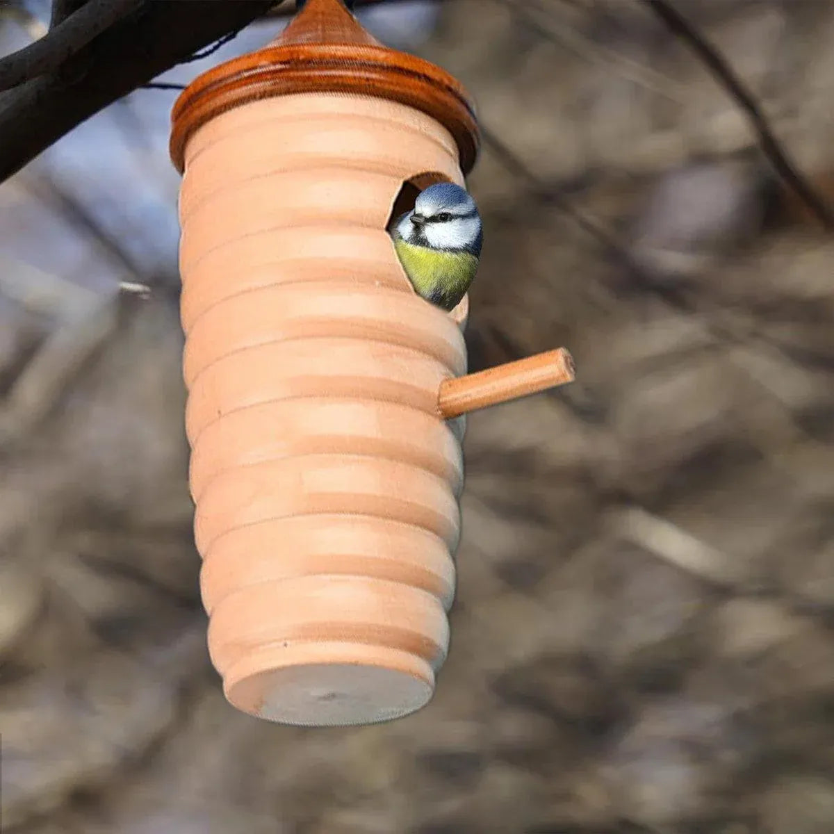 Wooden Bird Nest Cage Hummingbird Feeder House Hanging Home Garden Decorations - 2