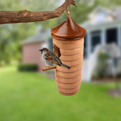 Wooden Bird Nest Cage Hummingbird Feeder House Hanging Home Garden Decorations - 2