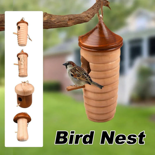 Wooden Bird Nest Cage Hummingbird Feeder House Hanging Home Garden Decorations - 4