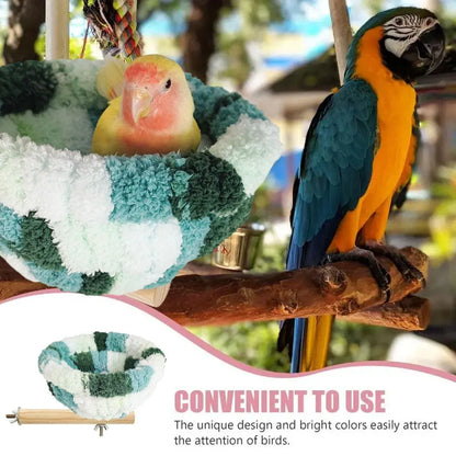 Parrot Winter Warm Nest Fluffy Cotton Hanging Bed Colourful Bird Cage House - Pink