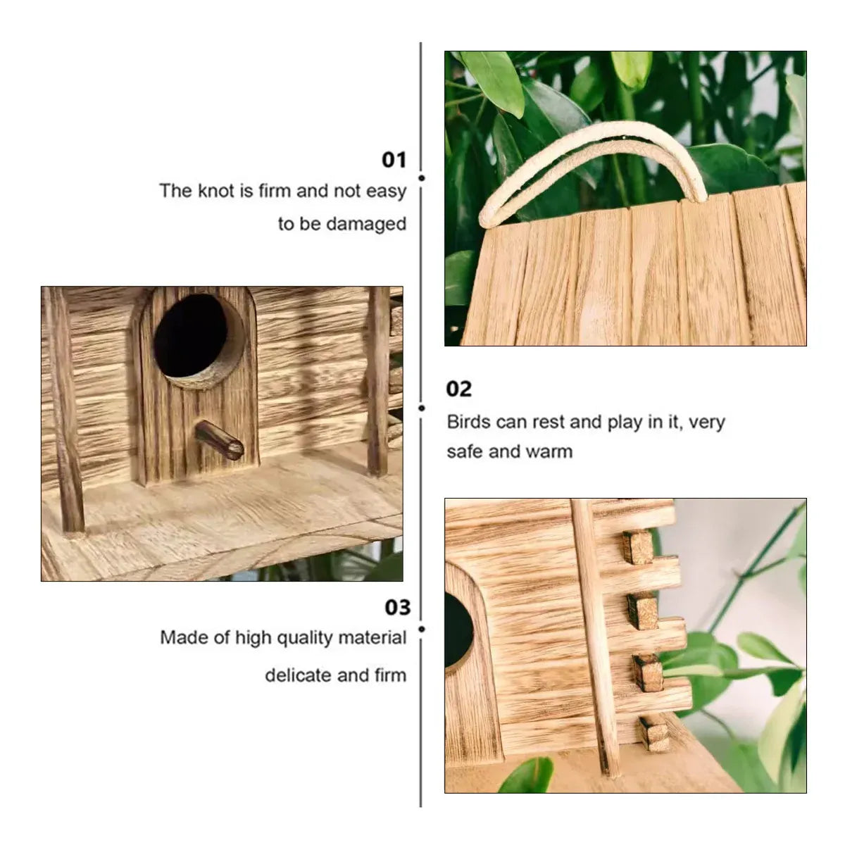 Wooden Bird House Outdoor Nest Breeding Box Pet Bird Shelter Hanging Cage