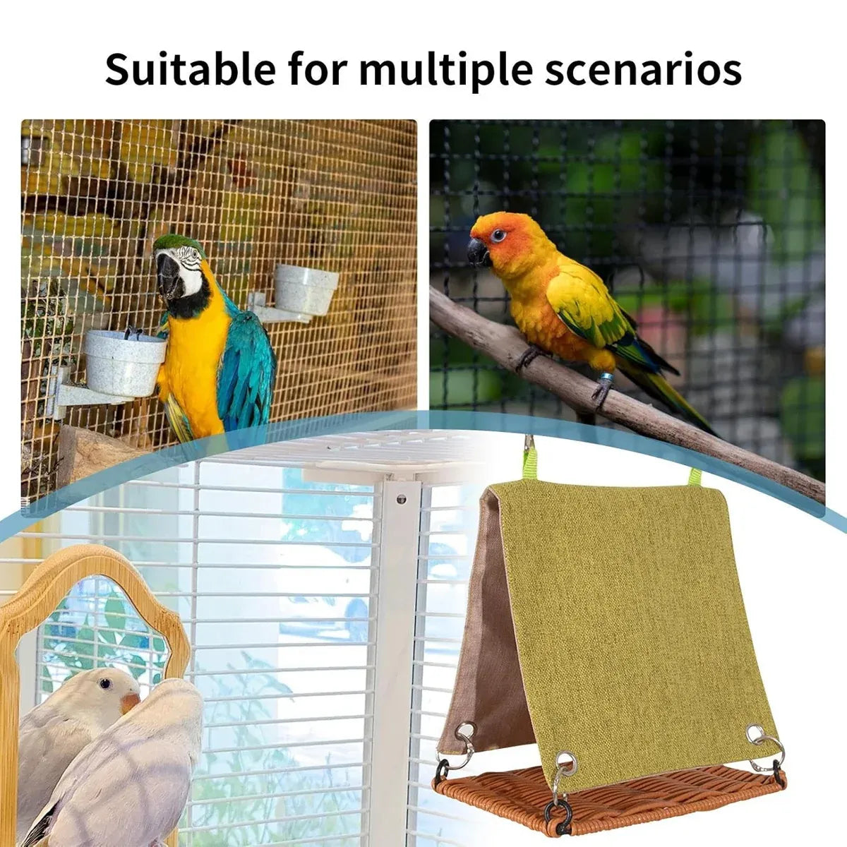 Summer Bird Nest Parrot House Rattan Like Woven Bird Home Breathable Durable