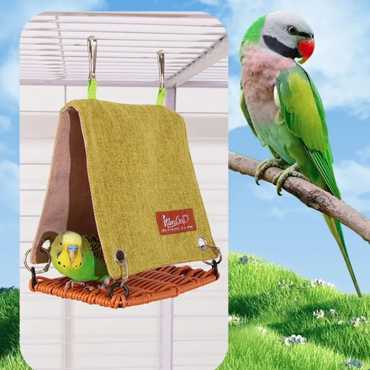 Summer Bird Nest Parrot House Rattan Like Woven Bird Home Breathable Durable