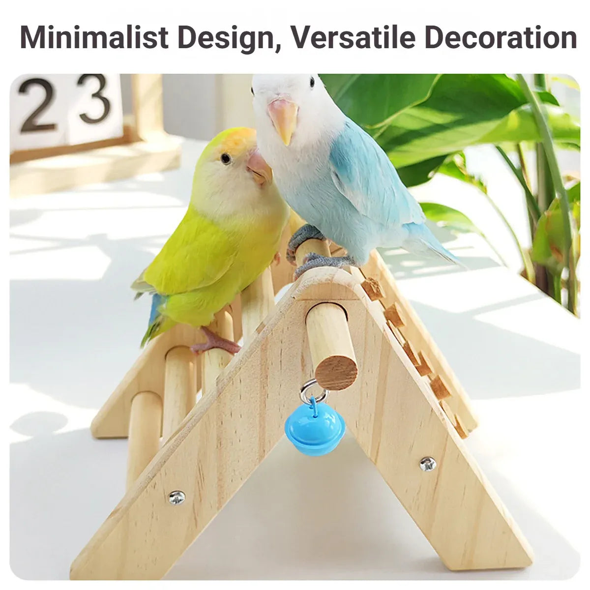 Wooden Bird Ladder Toy With Bell Parrot Perch Stand Climbing Gym Accessories Fun