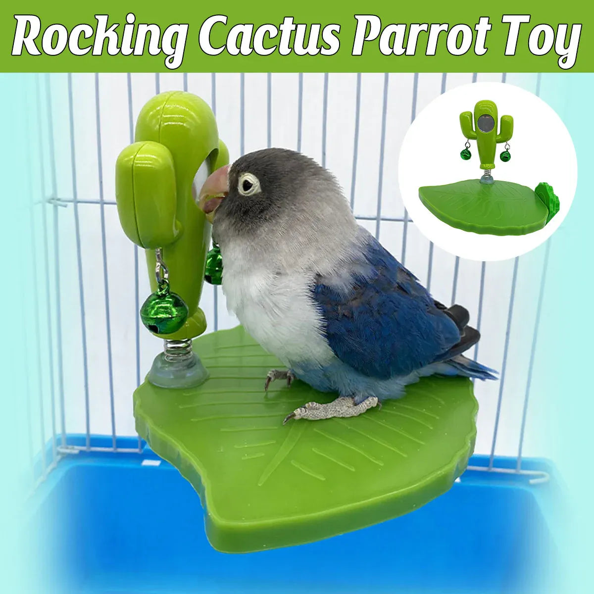 Parrot Bird Toy Cactus Shape with Bell Hanging Cage Toy for Pet Birds Play