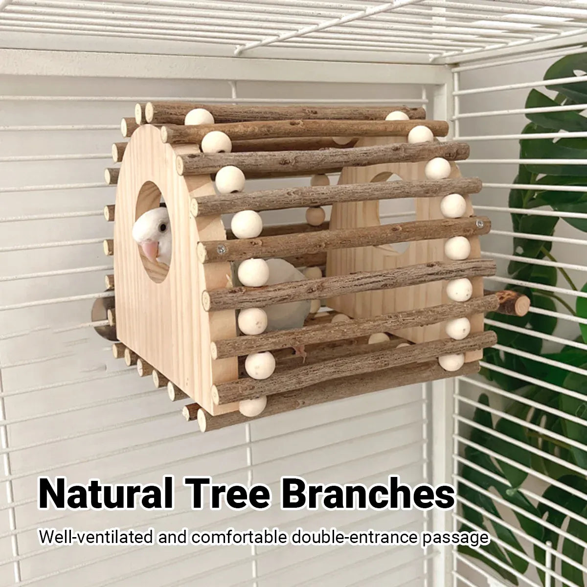 Wooden Bird Nest Durable Indoor Outdoor Garden Decor for Birds Sparrow Parrot