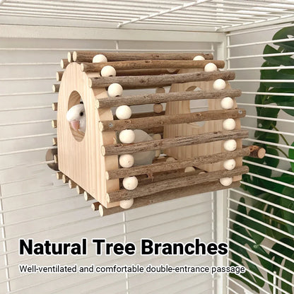 Wooden Bird Nest Durable Indoor Outdoor Garden Decor for Birds Sparrow Parrot