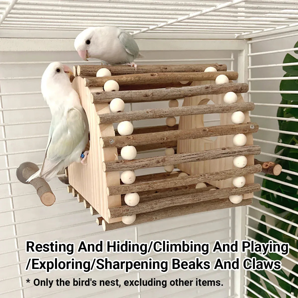 Wooden Bird Nest Durable Indoor Outdoor Garden Decor for Birds Sparrow Parrot