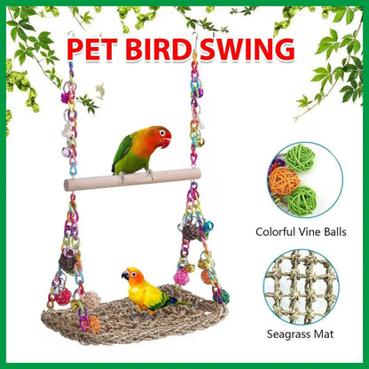 Parrot Hammock Swing Toy with Colourful Chain Double Swing Bird Cage Play