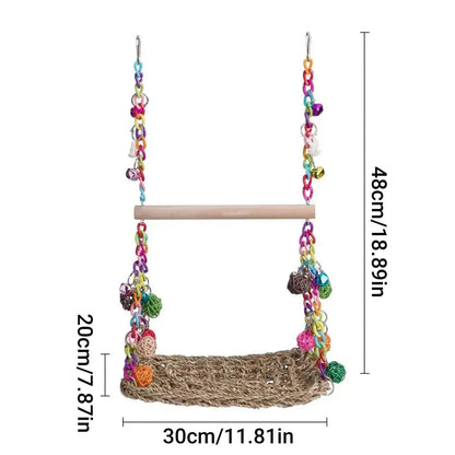 Parrot Hammock Swing Toy with Colourful Chain Double Swing Bird Cage Play