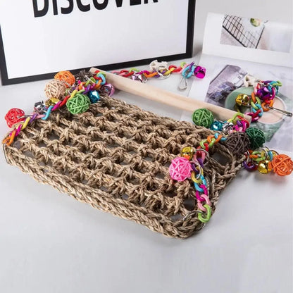 Parrot Hammock Swing Toy with Colourful Chain Double Swing Bird Cage Play