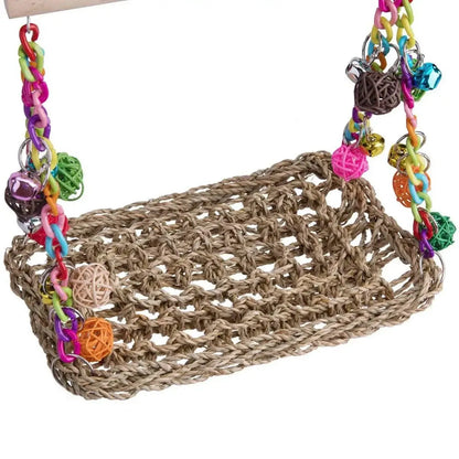 Parrot Hammock Swing Toy with Colourful Chain Double Swing Bird Cage Play