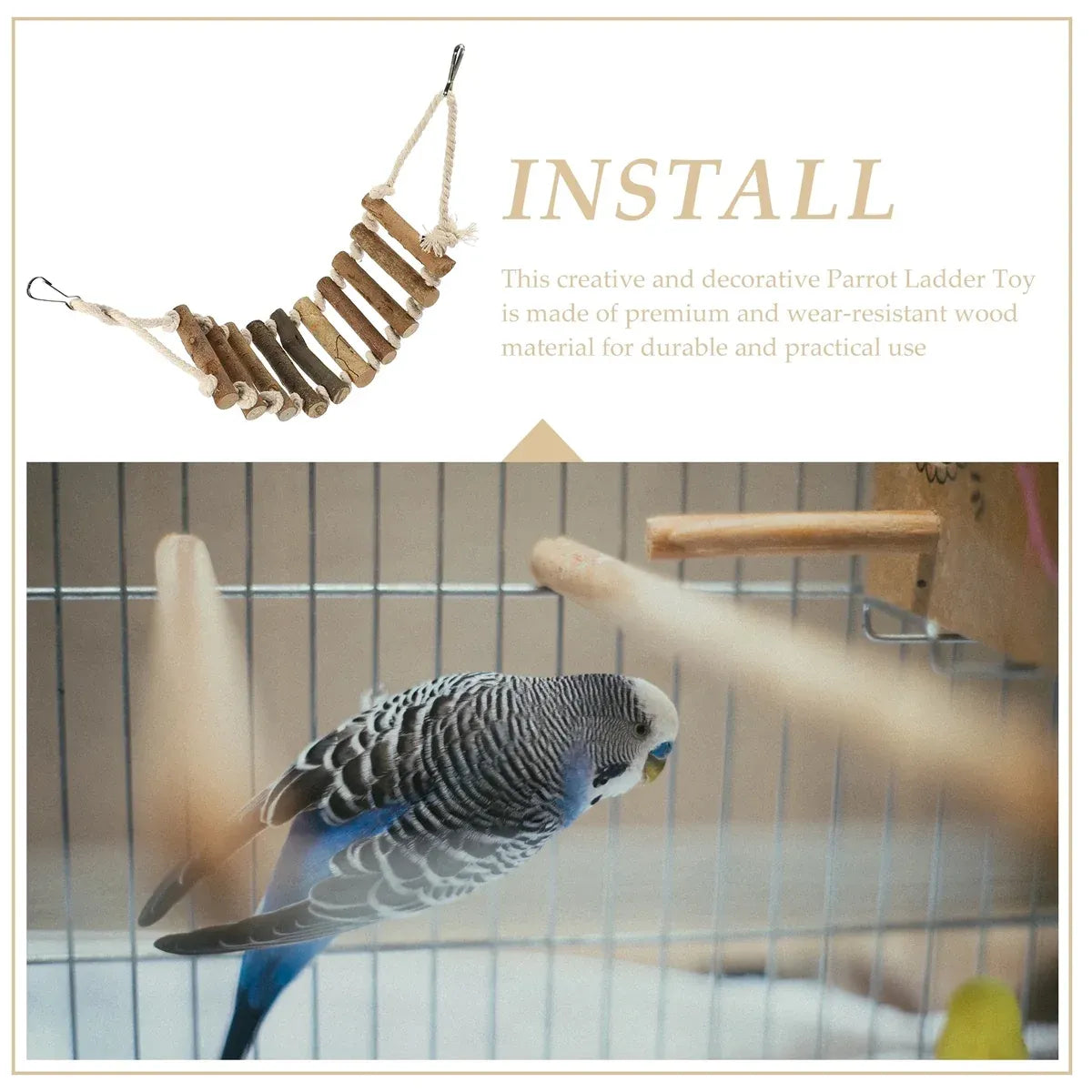2 PCS Small Medium Parrot Toy Ladder Bridge for Budgie Cockatiel Bird Cage Play