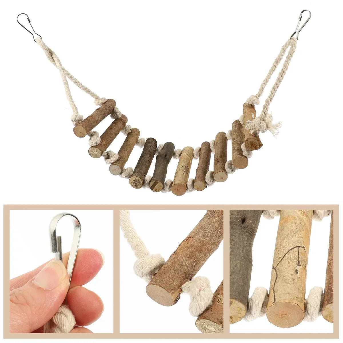 2 PCS Small Medium Parrot Toy Ladder Bridge for Budgie Cockatiel Bird Cage Play