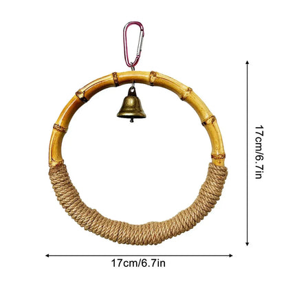 Parrot Bird Toy Hanging Ring with Bell Cockatiel Budgie Conure Foraging Play