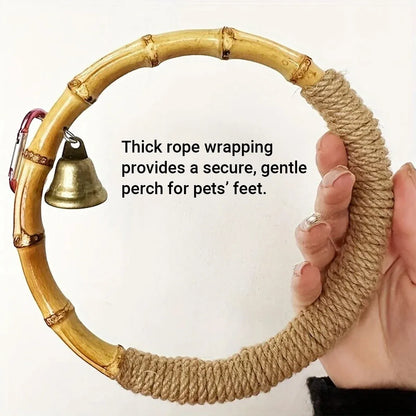 Parrot Bird Toy Hanging Ring with Bell Cockatiel Budgie Conure Foraging Play