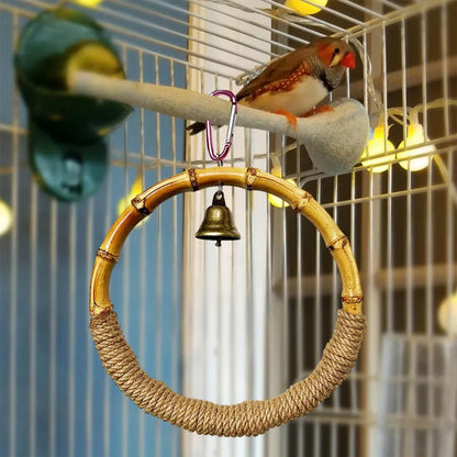Parrot Bird Toy Hanging Ring with Bell Cockatiel Budgie Conure Foraging Play