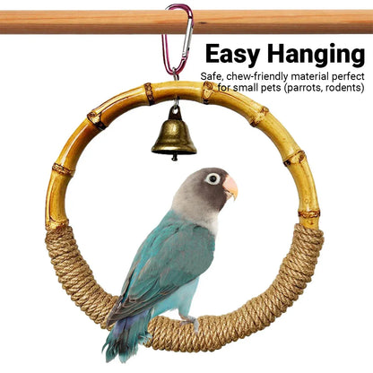 Parrot Bird Toy Hanging Ring with Bell Cockatiel Budgie Conure Foraging Play