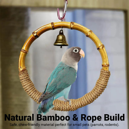 Parrot Bird Toy Hanging Ring with Bell Cockatiel Budgie Conure Foraging Play