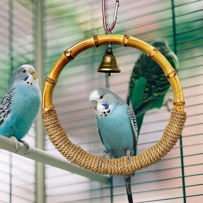 Parrot Bird Toy Hanging Ring with Bell Cockatiel Budgie Conure Foraging Play