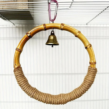 Parrot Bird Toy Hanging Ring with Bell Cockatiel Budgie Conure Foraging Play