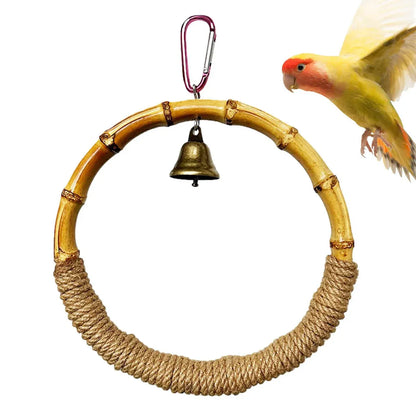 Parrot Bird Toy Hanging Ring with Bell Cockatiel Budgie Conure Foraging Play