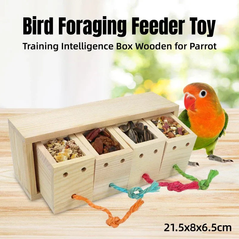 Parrot Foraging Toy Puzzle Training Chewing Toy Pine Wood Sturdy Durable