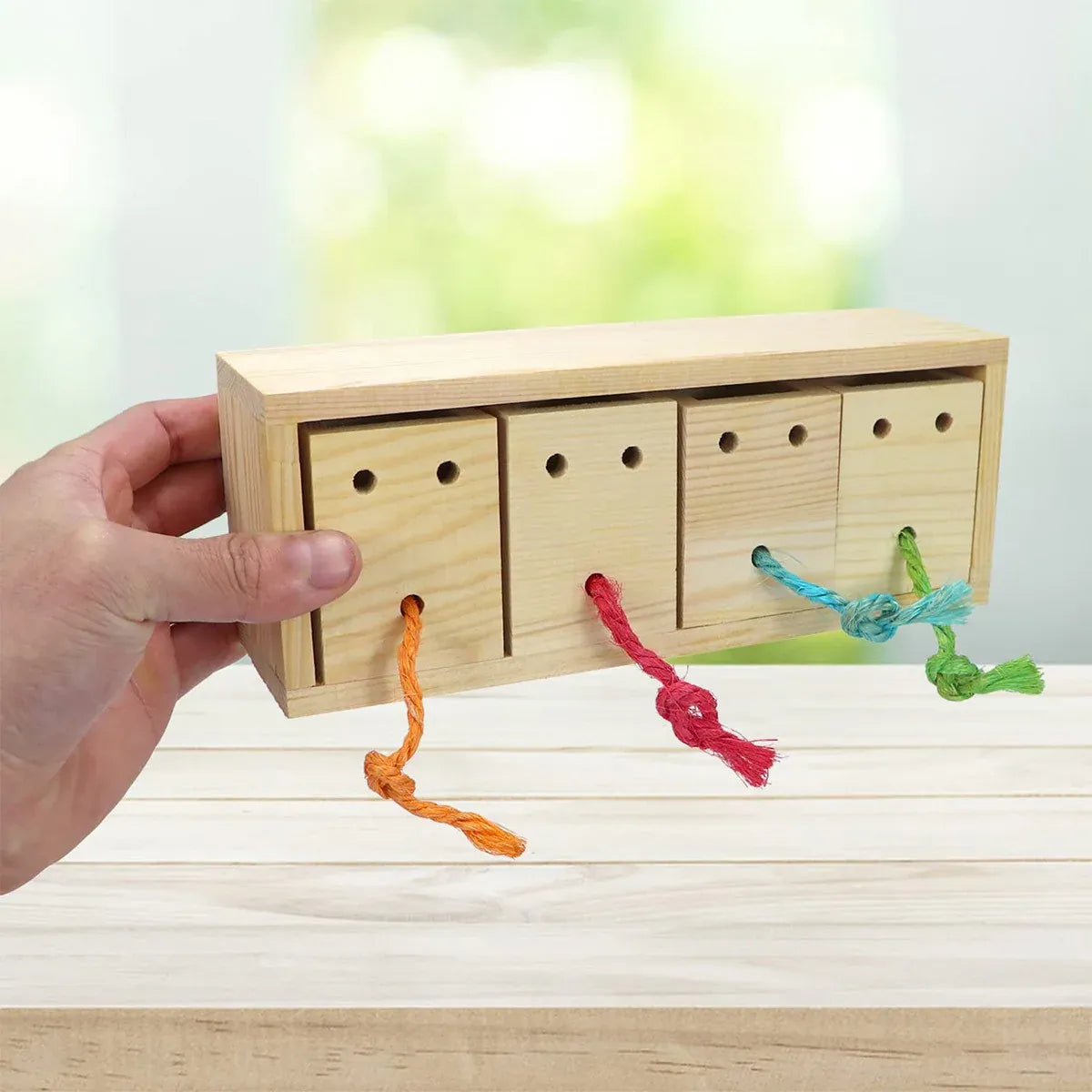 Parrot Foraging Toy Puzzle Training Chewing Toy Pine Wood Sturdy Durable