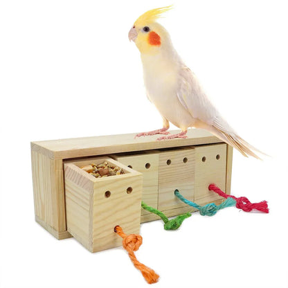Parrot Foraging Toy Puzzle Training Chewing Toy Pine Wood Sturdy Durable