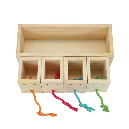 Parrot Foraging Toy Puzzle Training Chewing Toy Pine Wood Sturdy Durable