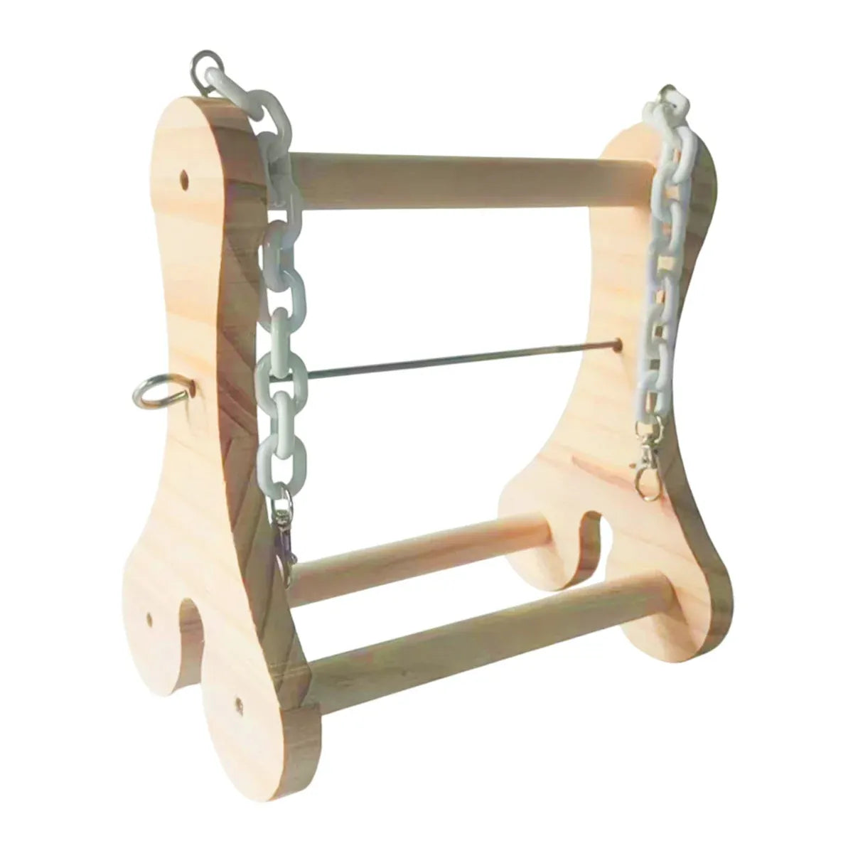 Parrot Foraging Toy Wooden Hanging Fruit Fork Stand Bird Cage Accessory Chew Toy