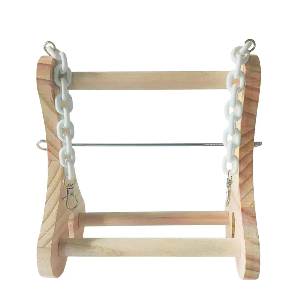 Parrot Foraging Toy Wooden Hanging Fruit Fork Stand Bird Cage Accessory Chew Toy