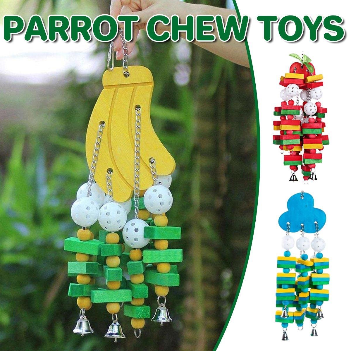 Wooden Parrot Chew Toy Bird Toys for Large and Small Birds Natural Pet Chew Toy - Apple