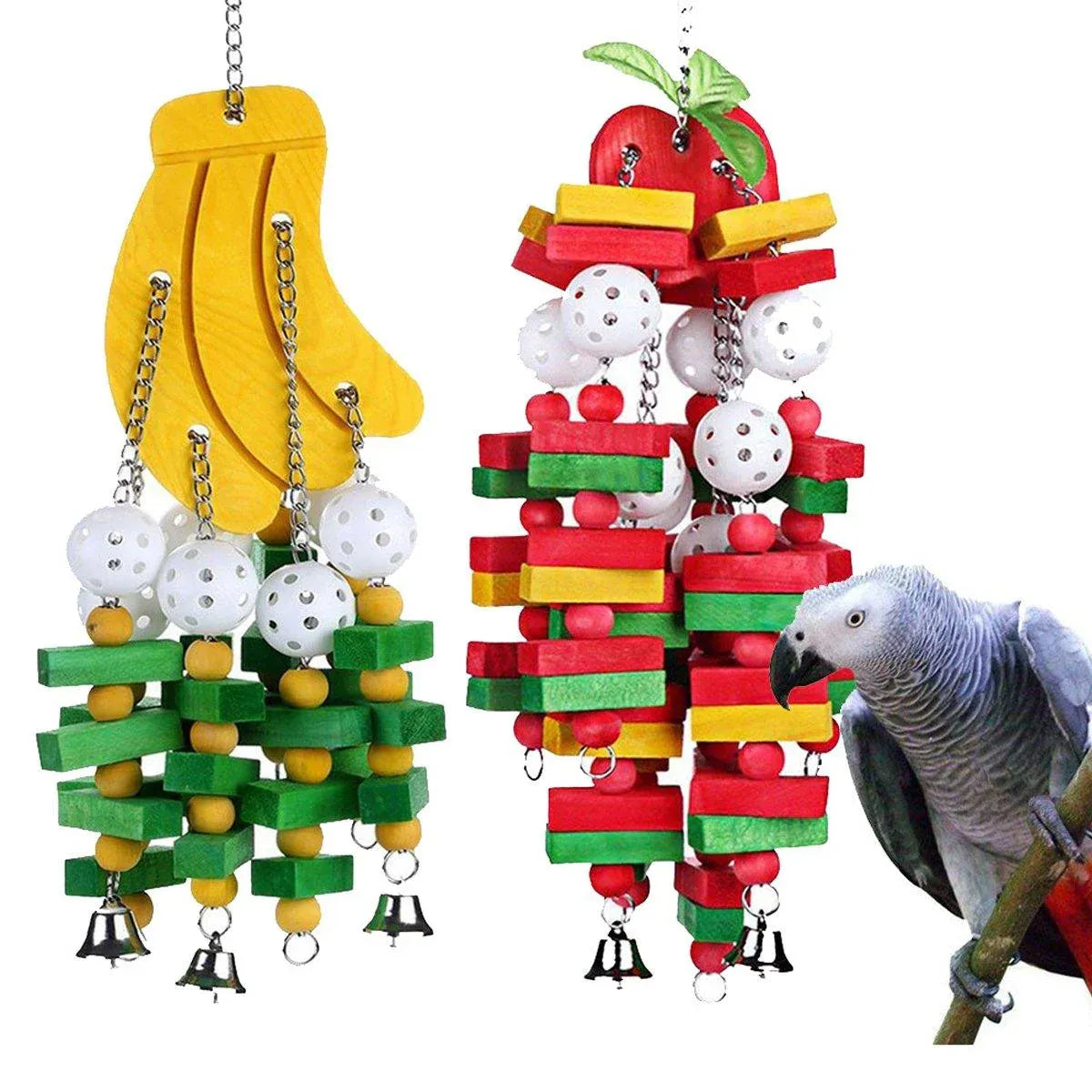 Wooden Parrot Chew Toy Bird Toys for Large and Small Birds Natural Pet Chew Toy - Banana