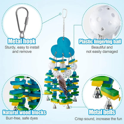 Wooden Parrot Chew Toy Bird Toys for Large and Small Birds Natural Pet Chew Toy - Blueberry