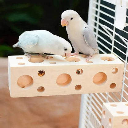 Parrot Chewing Wood Bird Drilling Toys Stand Station Stick for Pet Birds Play