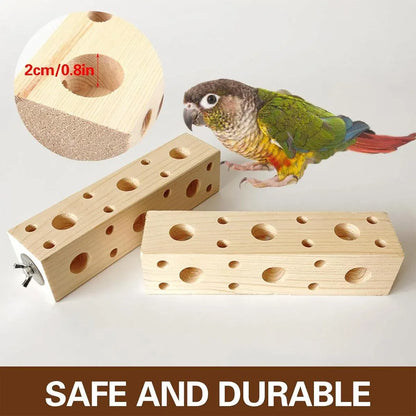 Parrot Chewing Wood Bird Drilling Toys Stand Station Stick for Pet Birds Play