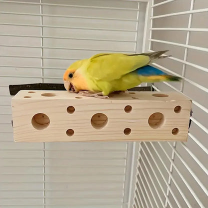Parrot Chewing Wood Bird Drilling Toys Stand Station Stick for Pet Birds Play