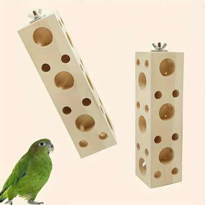 Parrot Chewing Wood Bird Drilling Toys Stand Station Stick for Pet Birds Play