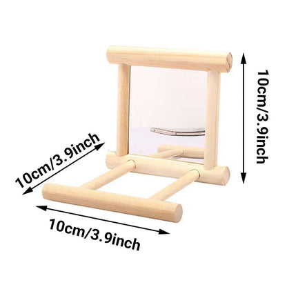Birds Mirror With Perch Toy Stand Bird Toy for Parrot Parakeets Cockatiels Cage