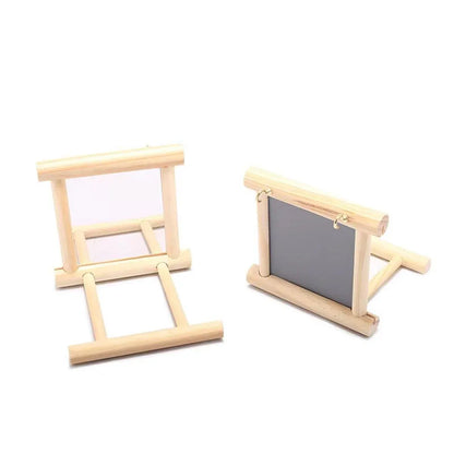 Birds Mirror With Perch Toy Stand Bird Toy for Parrot Parakeets Cockatiels Cage
