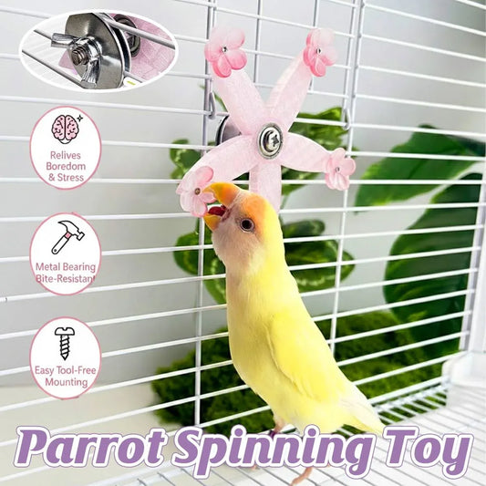 Spinning Windmill Bird Cage Toy 360 Degree Rotation Pecking Boredom Relief Play
